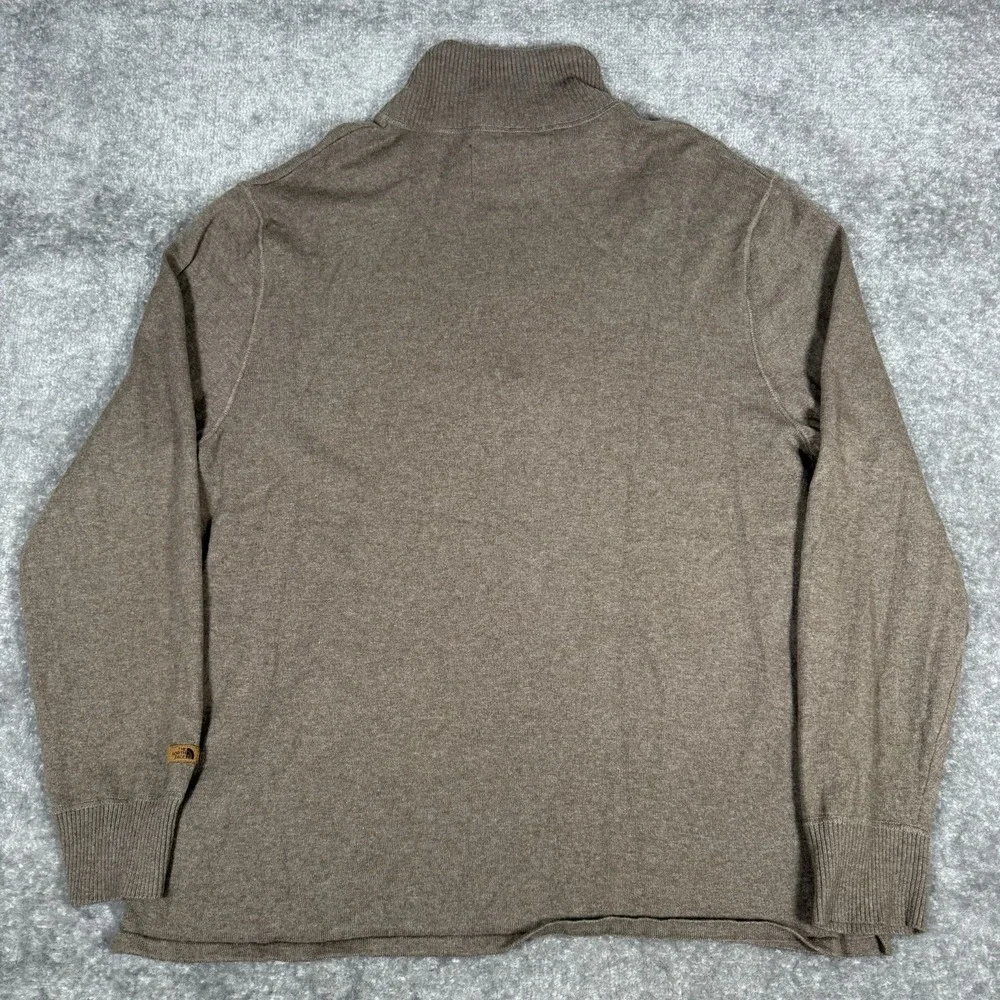 The North Face Sweater Men's Large Brown Wool Blend 1/4 Zip Long Sleeve‎
